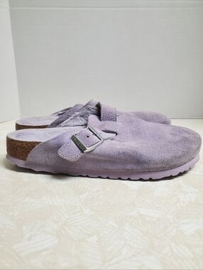 Birkenstock Women's Lavender Suede Sherpa Boston Clogs